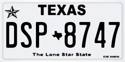 TX license plate DSP8747