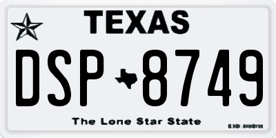 TX license plate DSP8749