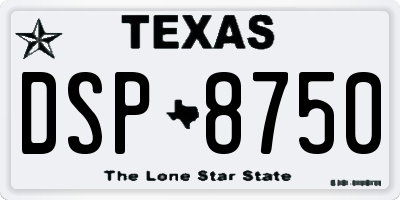 TX license plate DSP8750