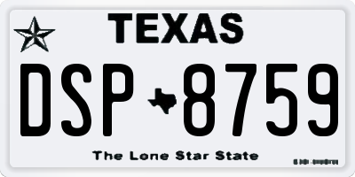 TX license plate DSP8759