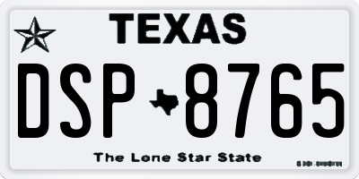 TX license plate DSP8765