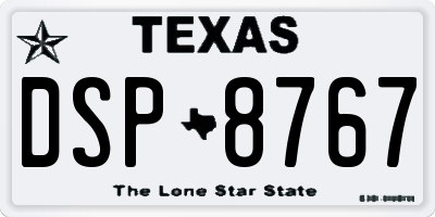 TX license plate DSP8767