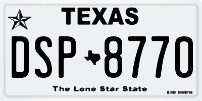TX license plate DSP8770