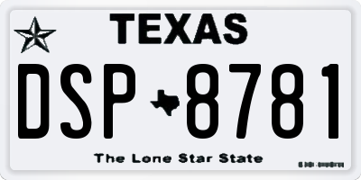 TX license plate DSP8781