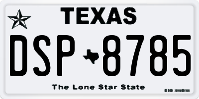 TX license plate DSP8785