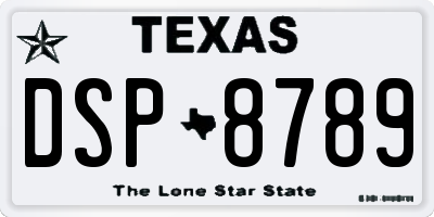 TX license plate DSP8789