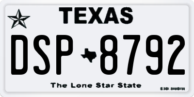 TX license plate DSP8792