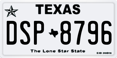 TX license plate DSP8796