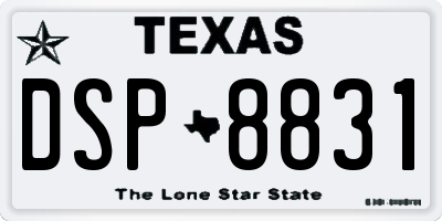 TX license plate DSP8831