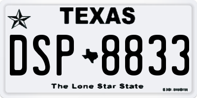 TX license plate DSP8833