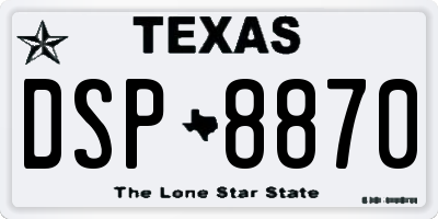 TX license plate DSP8870