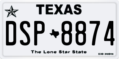 TX license plate DSP8874