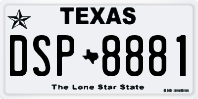 TX license plate DSP8881