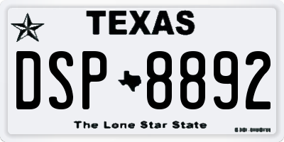 TX license plate DSP8892