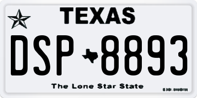 TX license plate DSP8893