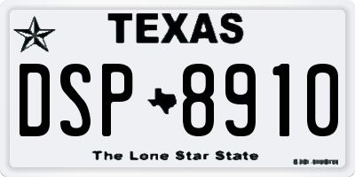 TX license plate DSP8910