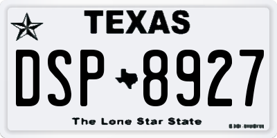 TX license plate DSP8927