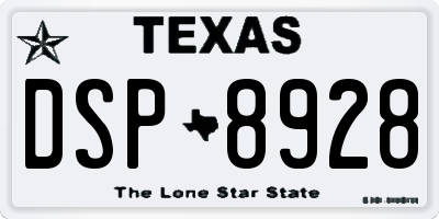 TX license plate DSP8928