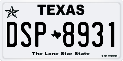 TX license plate DSP8931