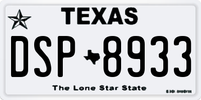TX license plate DSP8933