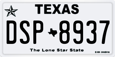TX license plate DSP8937