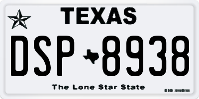 TX license plate DSP8938