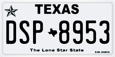 TX license plate DSP8953