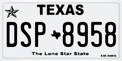 TX license plate DSP8958