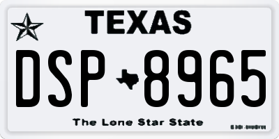 TX license plate DSP8965