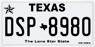 TX license plate DSP8980
