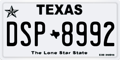 TX license plate DSP8992