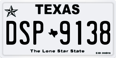 TX license plate DSP9138