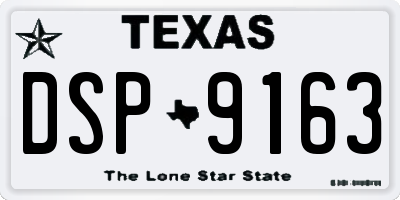 TX license plate DSP9163