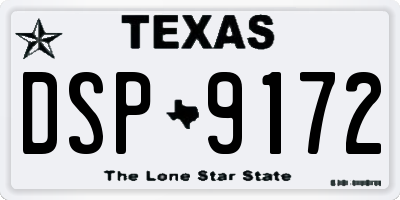 TX license plate DSP9172