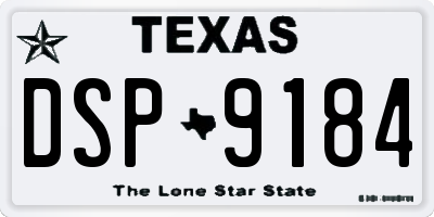TX license plate DSP9184