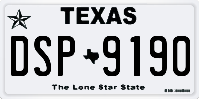 TX license plate DSP9190