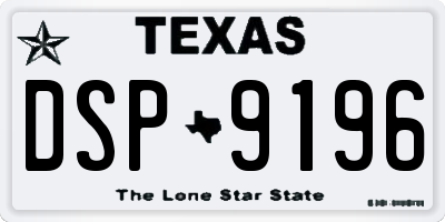 TX license plate DSP9196