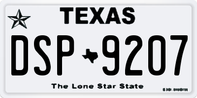 TX license plate DSP9207