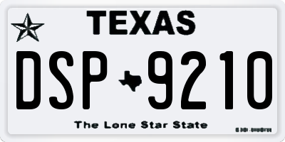 TX license plate DSP9210