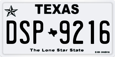 TX license plate DSP9216