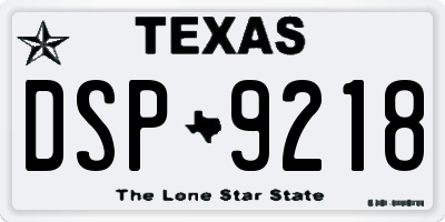 TX license plate DSP9218