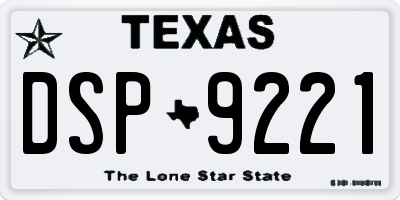 TX license plate DSP9221