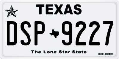 TX license plate DSP9227