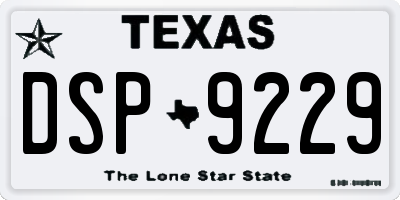 TX license plate DSP9229