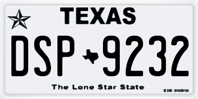 TX license plate DSP9232
