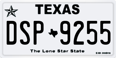 TX license plate DSP9255