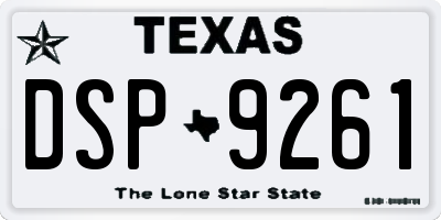 TX license plate DSP9261