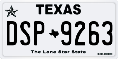 TX license plate DSP9263
