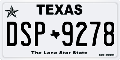 TX license plate DSP9278