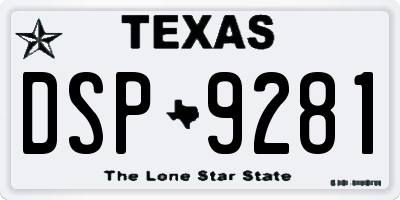 TX license plate DSP9281